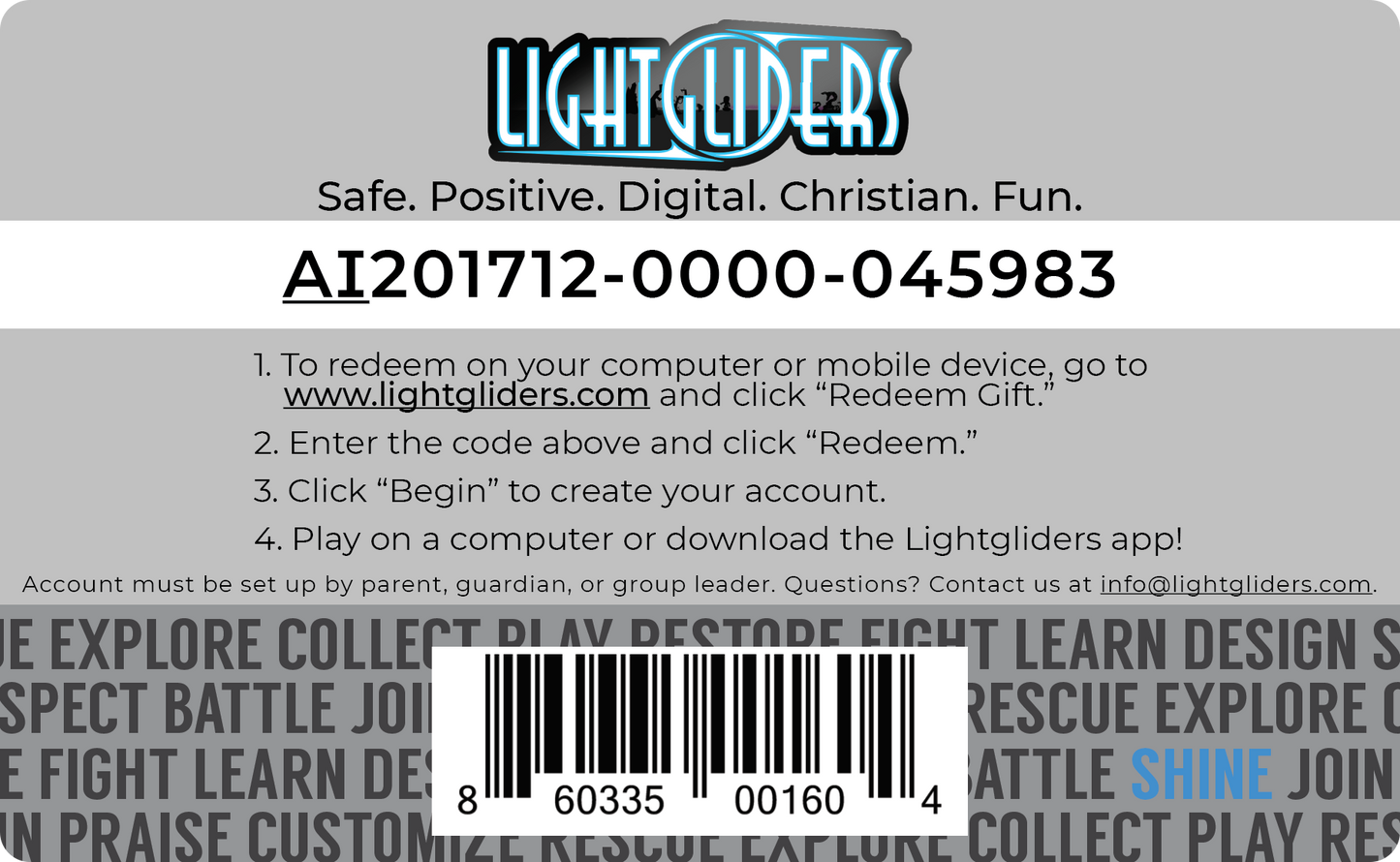 Lightgliders Annual Family Gift Card