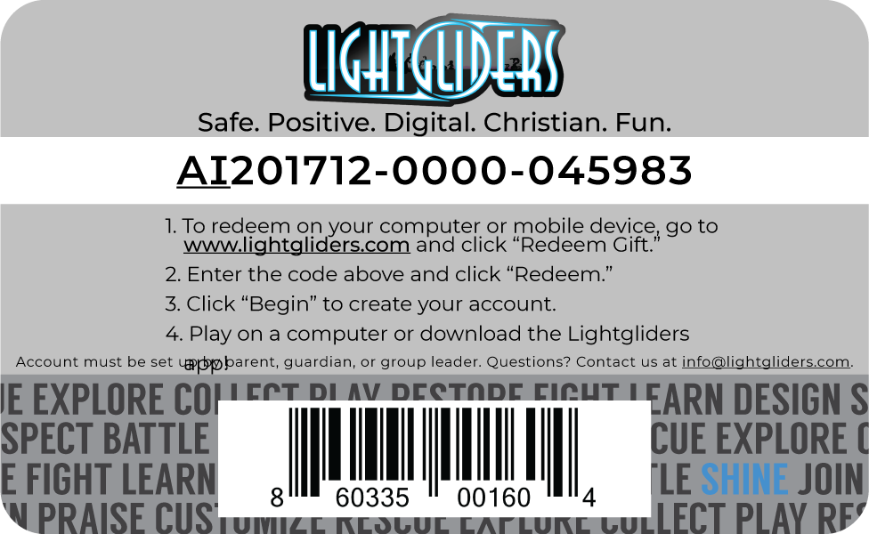 Lightgliders Annual Individual Gift Card